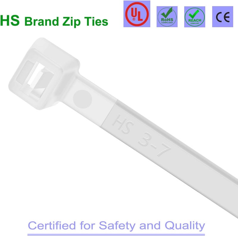 HS Extra Long Heavy Duty Zip Tie Straps (50 Pack) Thick 0.35 Inch Plastic Duct Zip Ties Heavy Duty 200 Pounds Clear,White Large Zip Ties 36 Inch for HVAC,Travel,Packaging,Vessel - Image 4