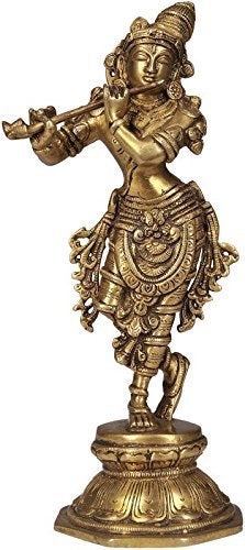 Idol Collections Bhagawan Krishna - Brass Statue, Height 9.4" I Home Decor - Image 1