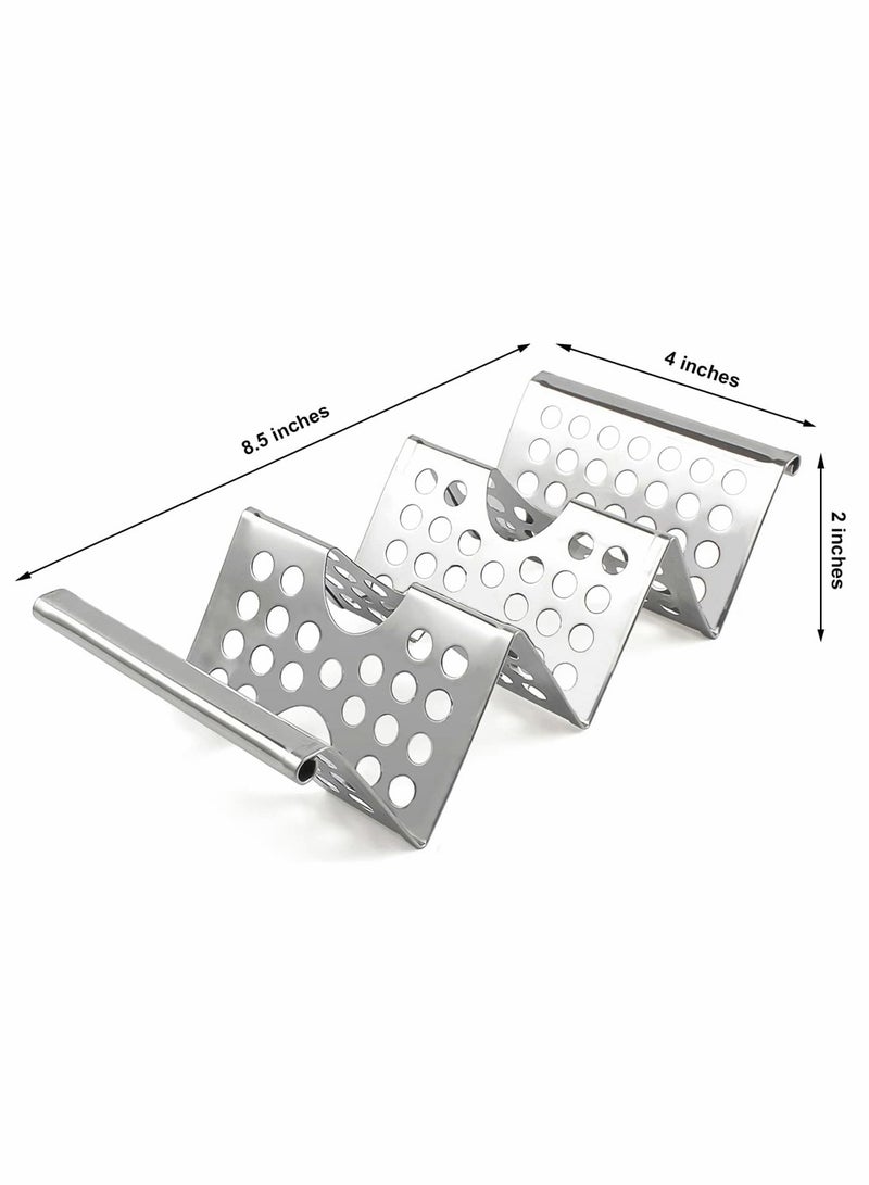SYOSI Taco Holders 4 Pack Food Grade Taco Plate Stainless Steel Tacos Holder Plate for Party Stackable Food Trays Racks Hold Soft and Hard Shell Tacos Spring Roll - Image 4