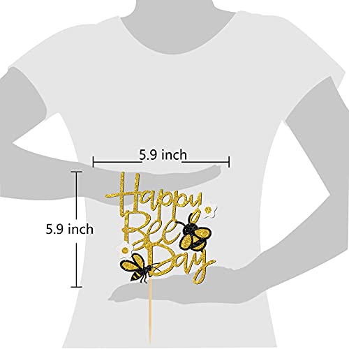 Helewilk Happy Bee Day Cake Topper Glitter Bumbee ThemeHappy 1st BirthdayBaby Shower Cake Decoration Boy or Girl Gender RevealWedding Party Supplies - Image 5