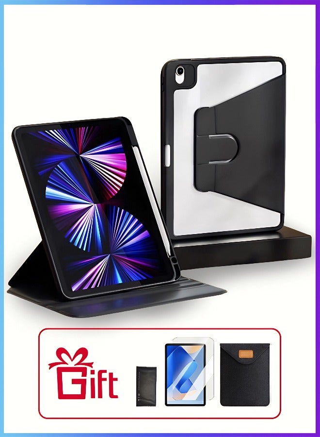 [clearance sales] Honor Pad X9 Case With Pen Slot, Honor Tablet 11.5-Inch Cover, Tablet 360° Rotating Protective Case/Auto Sleep/Wake Slim Stand/Transparent Tpu Protective Case/AED 29 Gift Set Anti-Glare Protective Film/Felt Tablet Pouch- Black - Image 1