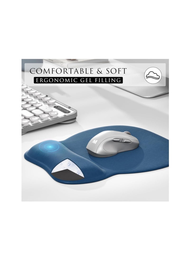 MROCO Ergonomic Mouse Pad with Gel Wrist Support, Comfortable Mousepad with Smooth Wrist Rest Surface and Non-Slip PU Base for Pain Relief, Computer, Laptop, Office & Home, 9.4 x 8.1 in, Navy Blue - Image 4