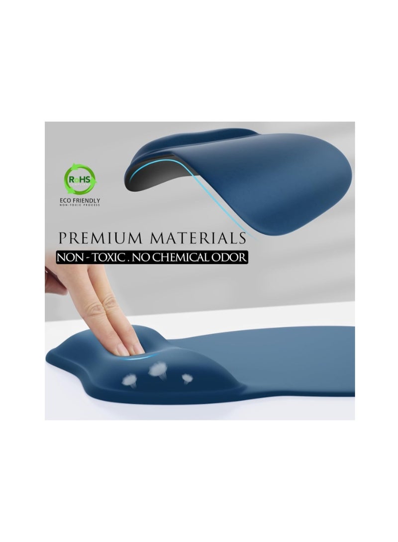 MROCO Ergonomic Mouse Pad with Gel Wrist Support, Comfortable Mousepad with Smooth Wrist Rest Surface and Non-Slip PU Base for Pain Relief, Computer, Laptop, Office & Home, 9.4 x 8.1 in, Navy Blue - Image 3