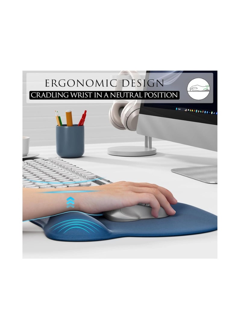 MROCO Ergonomic Mouse Pad with Gel Wrist Support, Comfortable Mousepad with Smooth Wrist Rest Surface and Non-Slip PU Base for Pain Relief, Computer, Laptop, Office & Home, 9.4 x 8.1 in, Navy Blue - Image 5