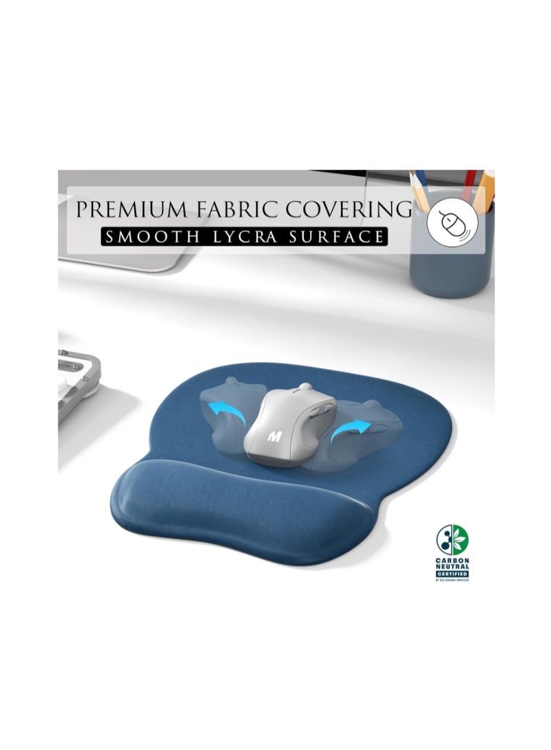 MROCO Ergonomic Mouse Pad with Gel Wrist Support, Comfortable Mousepad with Smooth Wrist Rest Surface and Non-Slip PU Base for Pain Relief, Computer, Laptop, Office & Home, 9.4 x 8.1 in, Navy Blue - Image 2
