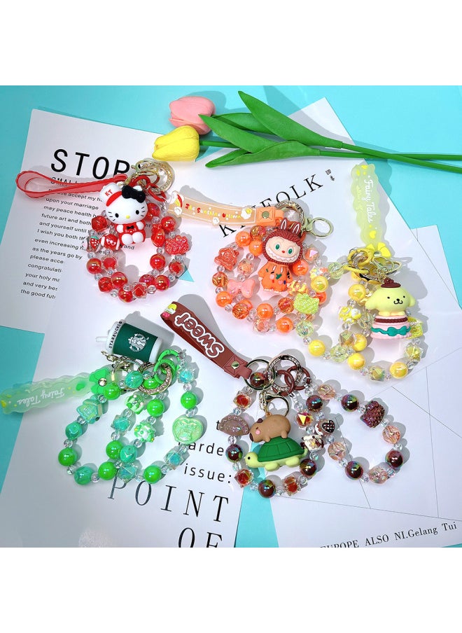 Generic - Blind Box Bag Hanging Dopamine Handmade Beaded Mobile Phone Chain Two Strings With Doll Studio Explosions Hand-painted Beads Hanging Ornaments-Specifications:Black (blind Box Accessories And Dolls Are Randomly Shipped In Color) - Image 1