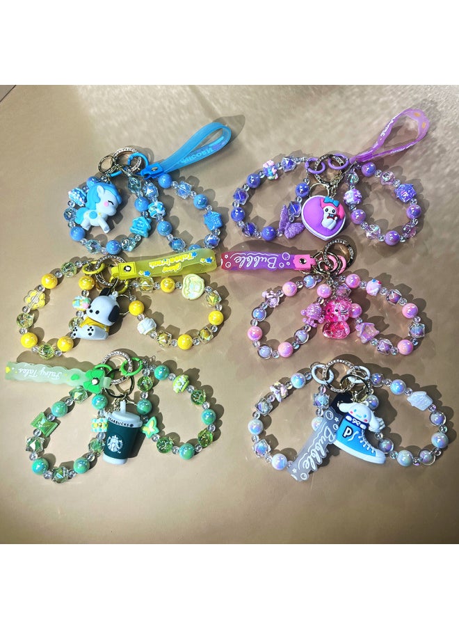 Generic - Blind Box Bag Hanging Dopamine Handmade Beaded Mobile Phone Chain Two Strings With Doll Studio Explosions Hand-painted Beads Hanging Ornaments-Specifications:Black (blind Box Accessories And Dolls Are Randomly Shipped In Color) - Image 1