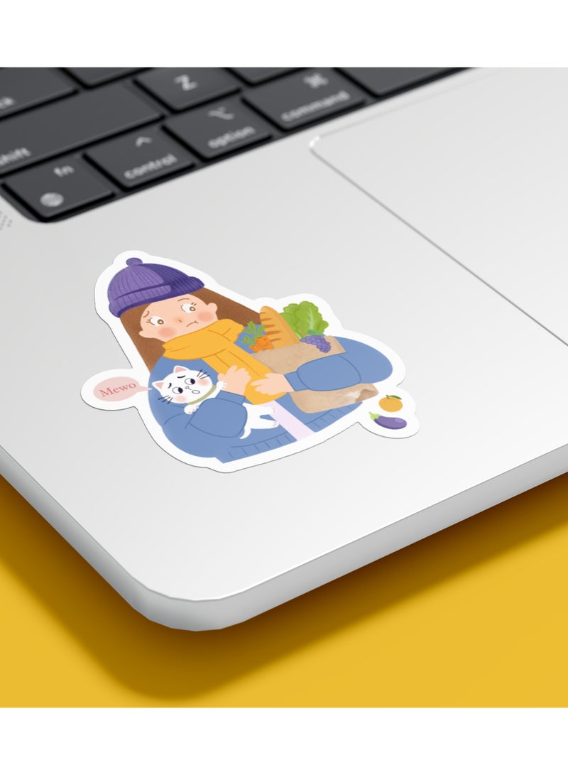 Boomah Accessories 1-Piece Creative Cat Lover Waterproof Vinyl Stickers, for Laptop , Mobile , Mug , Skateboard , Guitar for kids, adult , girls, nursery 8x6cm - Image 1