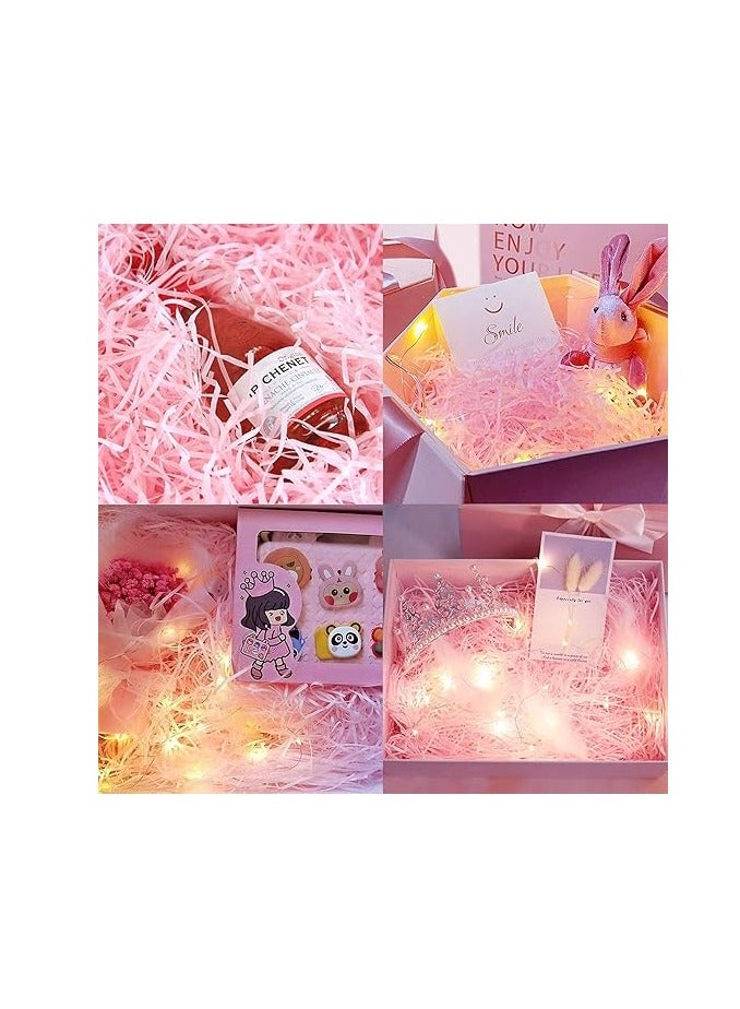 HOME ZONE Raffia Paper Shreds Strands Eco friendly Shredded Crinkle Confetti Crinkle Cut Paper Filling Shredded Paper for Hamper Gift Box Filling (Light Pink)100 gram - Image 5