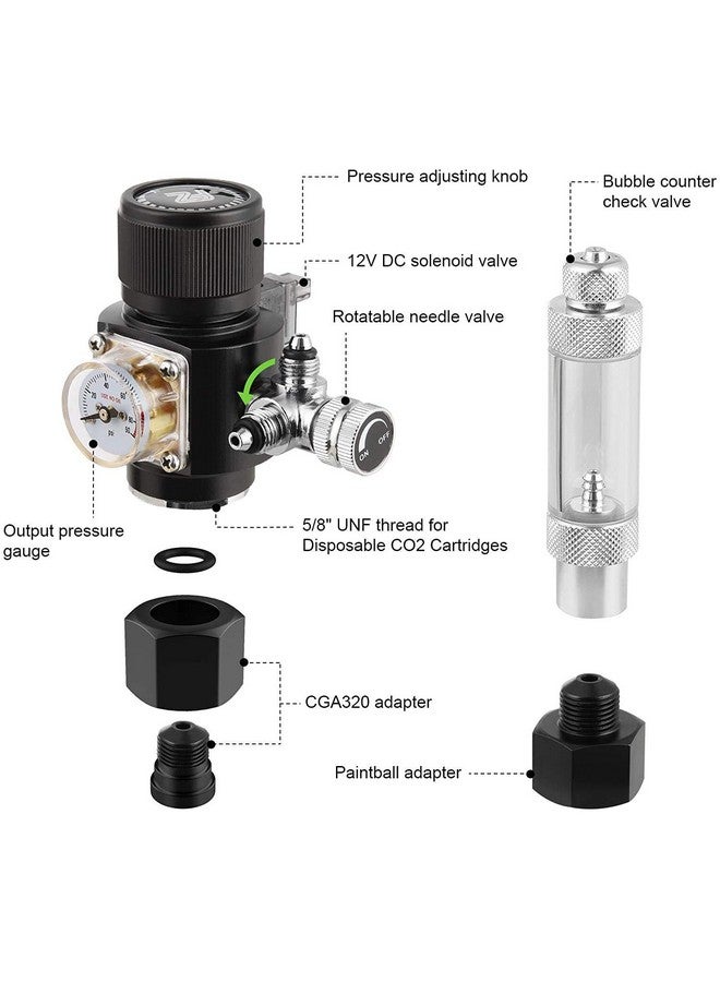 Fzone Aquarium Co2 Regulator Mini Series V3.0 Dual Stage With Dc Solenoid And Bubble Counter Check Valve Compatible Paintball Tank Cga320 Co2 Cylinde - Image 3