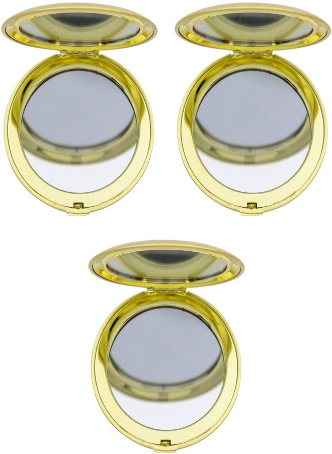 Stephanie Imports Set of 3 Double Sided Magnifying Compact Mirrors with Brushed Metal Finish (Gold, Round) - Image 3