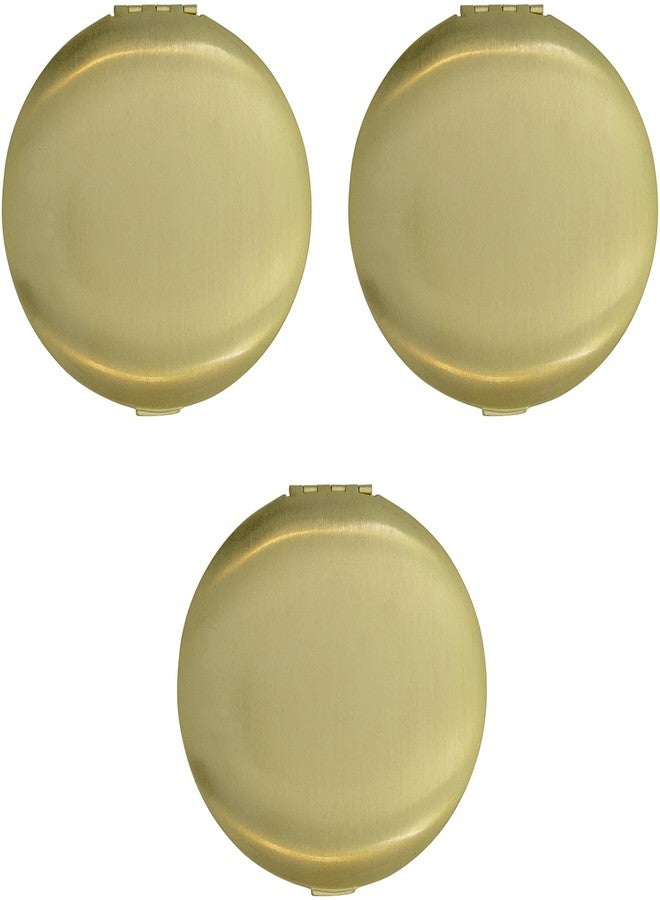 Stephanie Imports Set of 3 Double Sided Magnifying Compact Mirrors with Brushed Metal Finish (Gold, Round) - Image 1