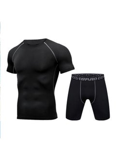 Swimwear Men's Anti-embarrassment Shorts Swimming Trunks Equipment Sunscreen Full Body Hot Spring Swimwear Men's Suit Summer-Color:Sci-fi Short-sleeved + Five-quarter Pants -Size:M