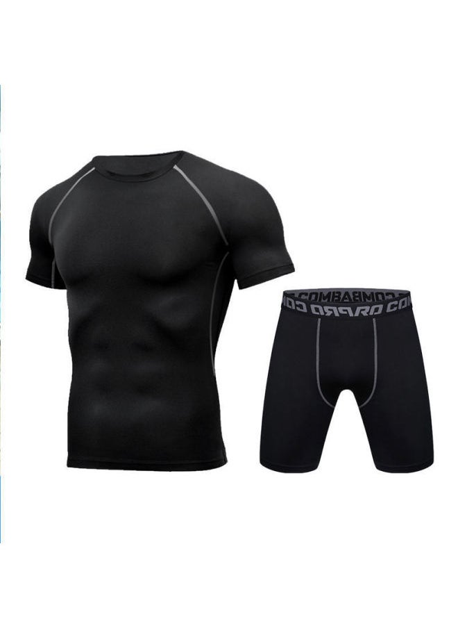 Generic - Swimwear Men's Anti-embarrassment Shorts Swimming Trunks Equipment Sunscreen Full Body Hot Spring Swimwear Men's Suit Summer-Color:Sci-fi Short-sleeved + Five-quarter Pants -Size:M - Image 1