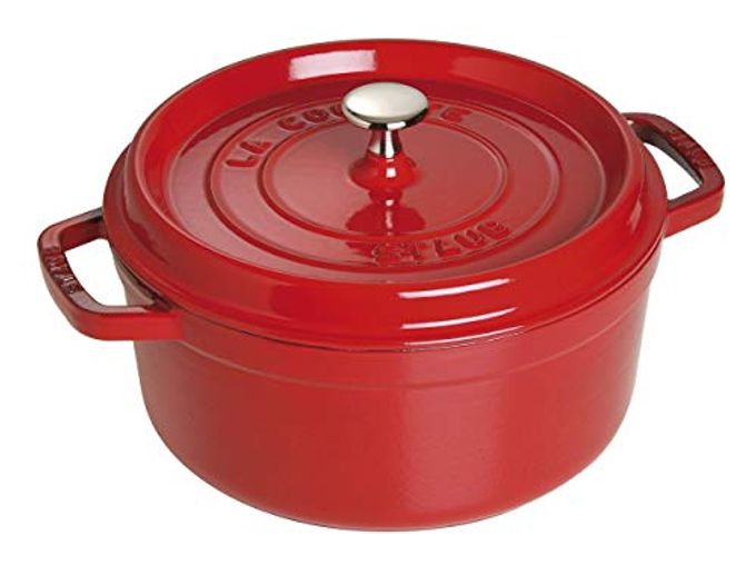 STAUB La Cocotte Round 40510-601 Pico Cocotte Round Cherry 10.2 Inches (26 Cm) Steamer Set, Large, Two-Handed Casting, Enameled Pot, Steamer, Induction Compatible - Image 3