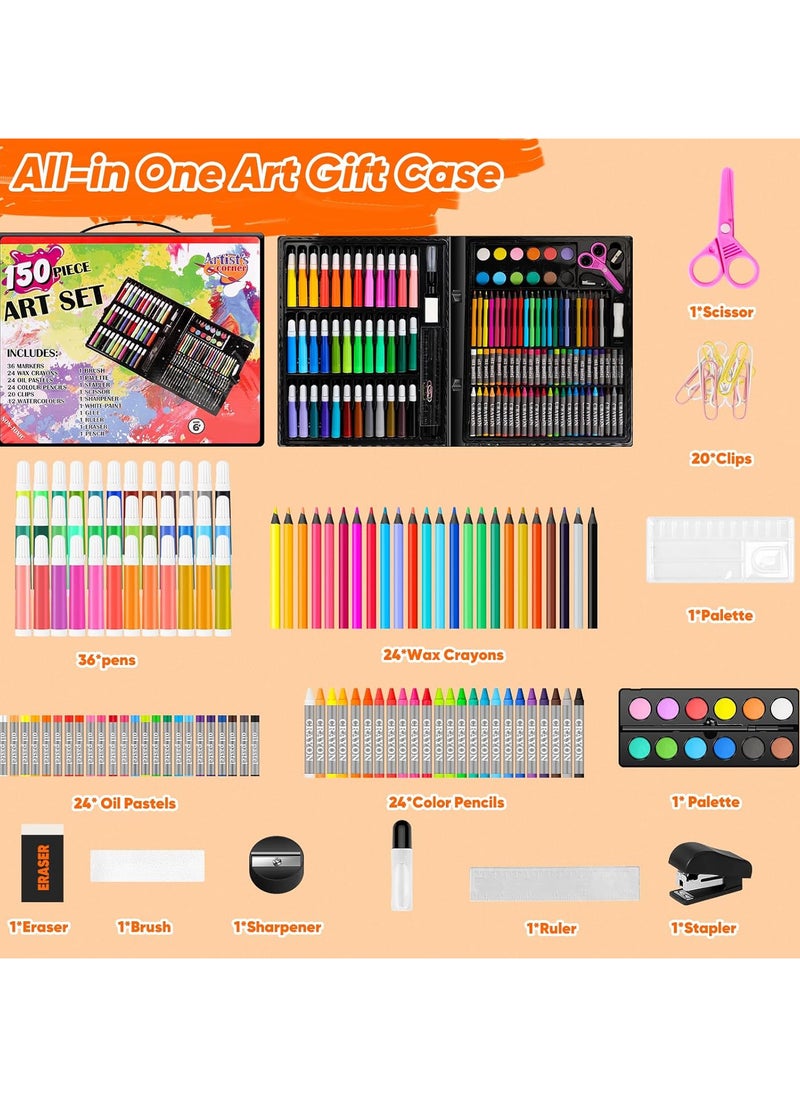 Generic - Deluxe Art Set for Drawing and Other Activities, Comes in a Portable Art Case, Perfect Coloring Supplies Gift for Kids, 150 Pieces. - Image 1