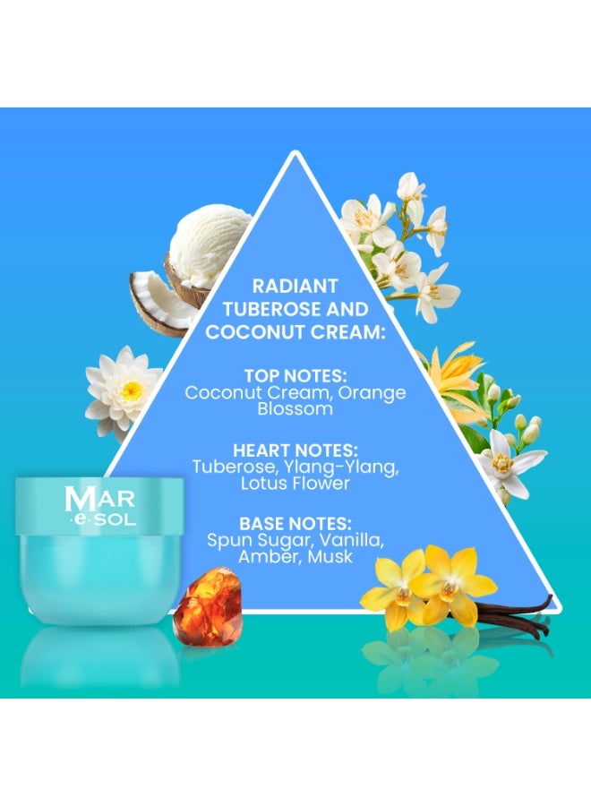 Mar.e.SOL Radiant Tuberose & Coconut Cream Gift Set – Body Mist 90ml + Body Scrub 100g + Body Butter 75ml | Floral & Creamy Long-Lasting Fragrance | Hydrating Body Care Gift Set for Women - Image 3