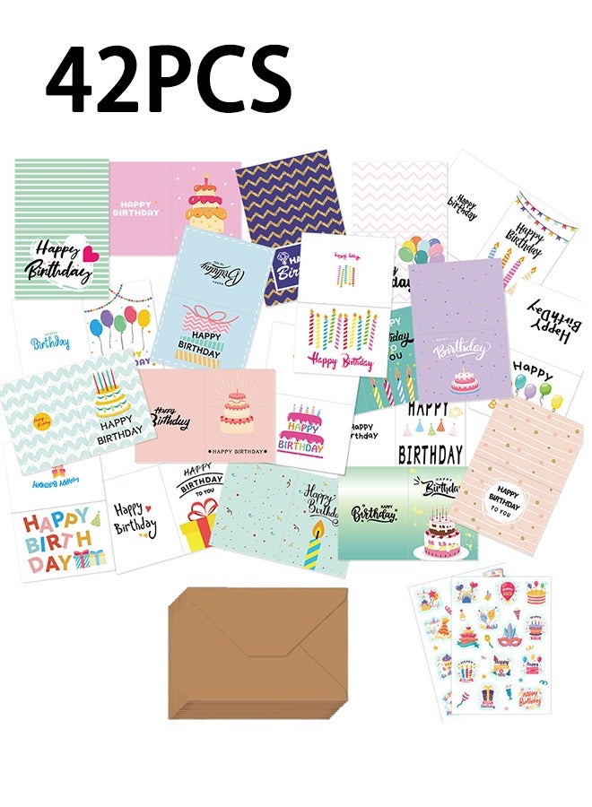 42 بطاقة صغيرة فارغة للعيد ميلاد مع مظروفات وملصقات - بطاقات تهنئة بعيد الميلاد - فارغة من الداخل للرسائل الشخصية - مجموعة بطاقات أنيقة بالجملة للهدايا والحفلات - Image 1