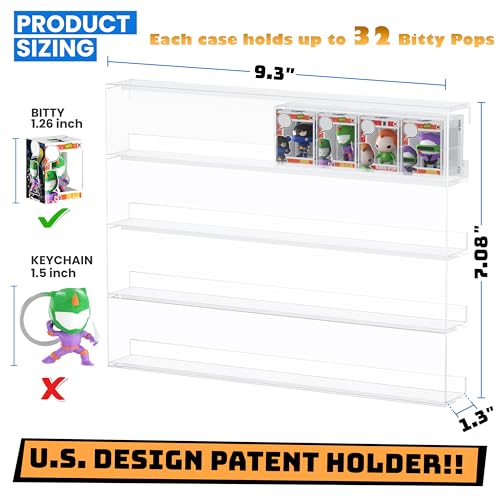 WINKINE Acrylic Display Bitty Protector Case Compatible with Funko Bitty Pop, Clear 32 Slots Figure Display Shelf for Countertop & Wall-mount, Mini Collection Case, Figure Holder Stand, 2 Pack(Clear) - Image 3