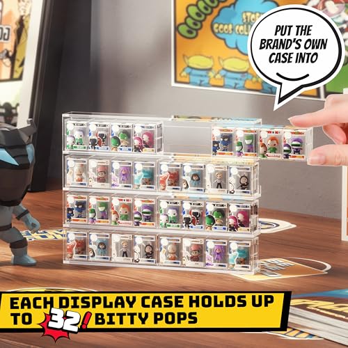 WINKINE Acrylic Display Bitty Protector Case Compatible with Funko Bitty Pop, Clear 32 Slots Figure Display Shelf for Countertop & Wall-mount, Mini Collection Case, Figure Holder Stand, 2 Pack(Clear) - Image 2