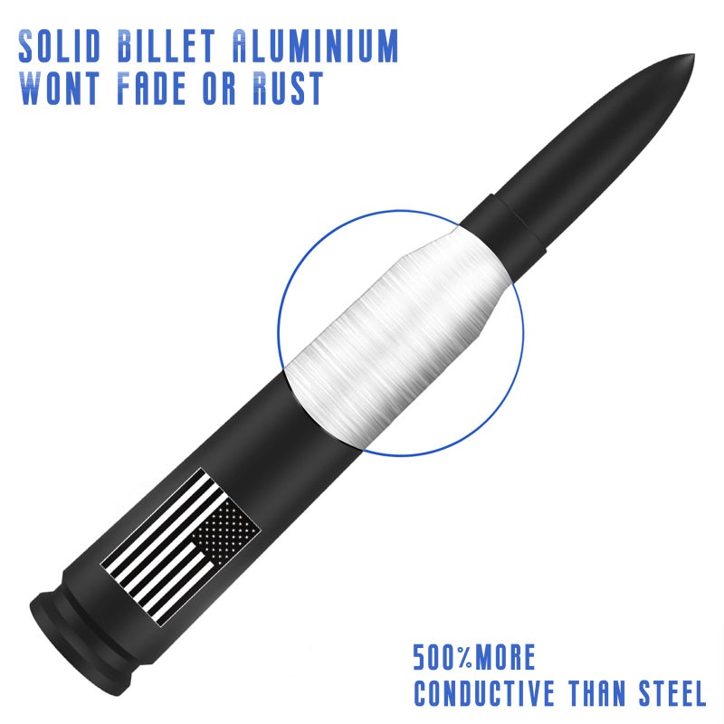 HVSTTPK Car Truck Bullet Antenna - America Flag Style Mast for GM Chevy Silverado 1500 2500 3500 HD Avalanche Ford F150 F250 F350 Denali Heavy Duty Pickup Car Accessories(Black) - Anti Theft Desgin - Image 3