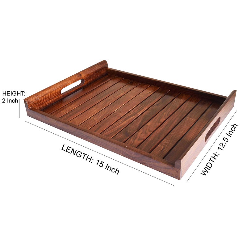 Hashcart Rosewood/Sheesham Wood Handmade Wooden Serving Tray for Serving Breakfast/Tea/Coffee/Food - Image 5
