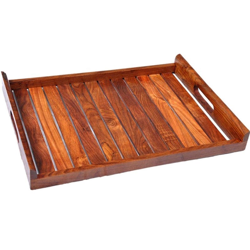 Hashcart Rosewood/Sheesham Wood Handmade Wooden Serving Tray for Serving Breakfast/Tea/Coffee/Food - Image 3