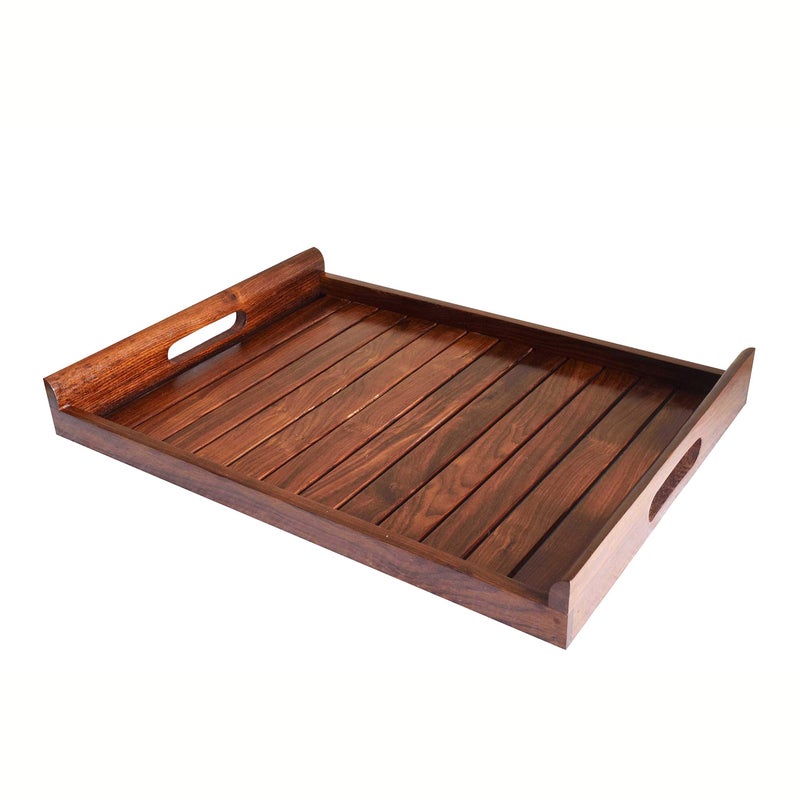 Hashcart Rosewood/Sheesham Wood Handmade Wooden Serving Tray for Serving Breakfast/Tea/Coffee/Food - Image 1