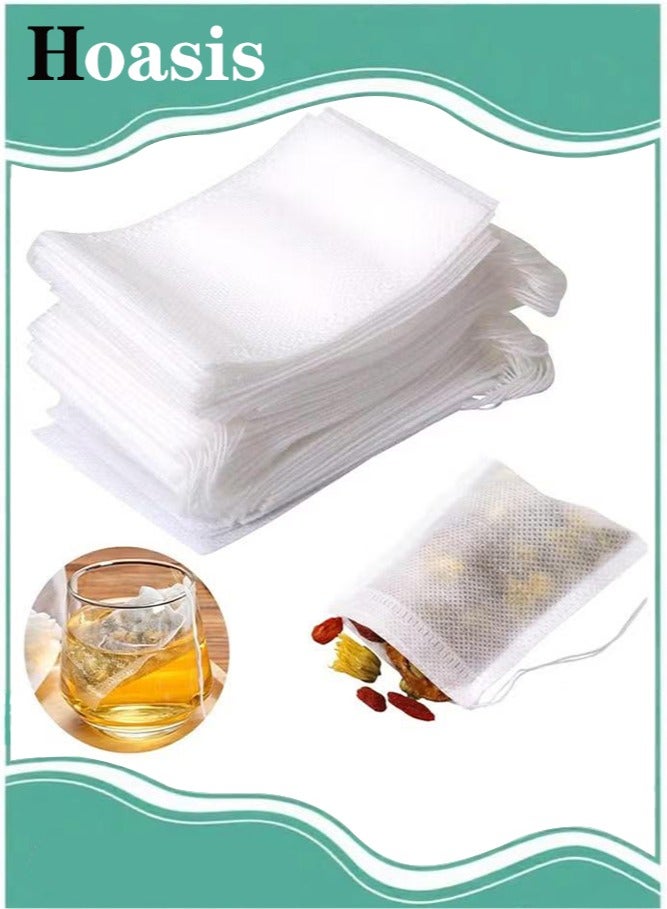 Hoasis Disposable Tea Bags for Loose, 200pcs Leaf Tea Drawstring Empty Tea Bags Bulk Tea Filter Bags Tea Sachets Infuser Strainers for Loose Tea Coffee Spice Herbs, 7x9cm - Image 1