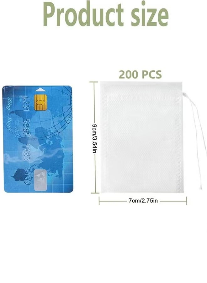 Hoasis Disposable Tea Bags for Loose, 200pcs Leaf Tea Drawstring Empty Tea Bags Bulk Tea Filter Bags Tea Sachets Infuser Strainers for Loose Tea Coffee Spice Herbs, 7x9cm - Image 2