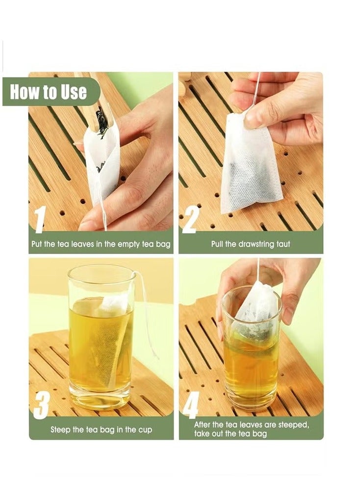 Hoasis Disposable Tea Bags for Loose, 200pcs Leaf Tea Drawstring Empty Tea Bags Bulk Tea Filter Bags Tea Sachets Infuser Strainers for Loose Tea Coffee Spice Herbs, 7x9cm - Image 3