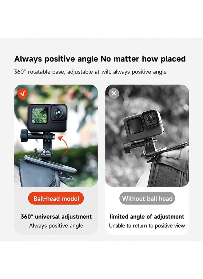 TELESIN - Backpack Strap Clamp Magnetic Swivel Clip for Cam 360°Rotating Adjustable Strap Mount Quick Clip Mount Compatible with GoPro11/10/9/8 - Image 1