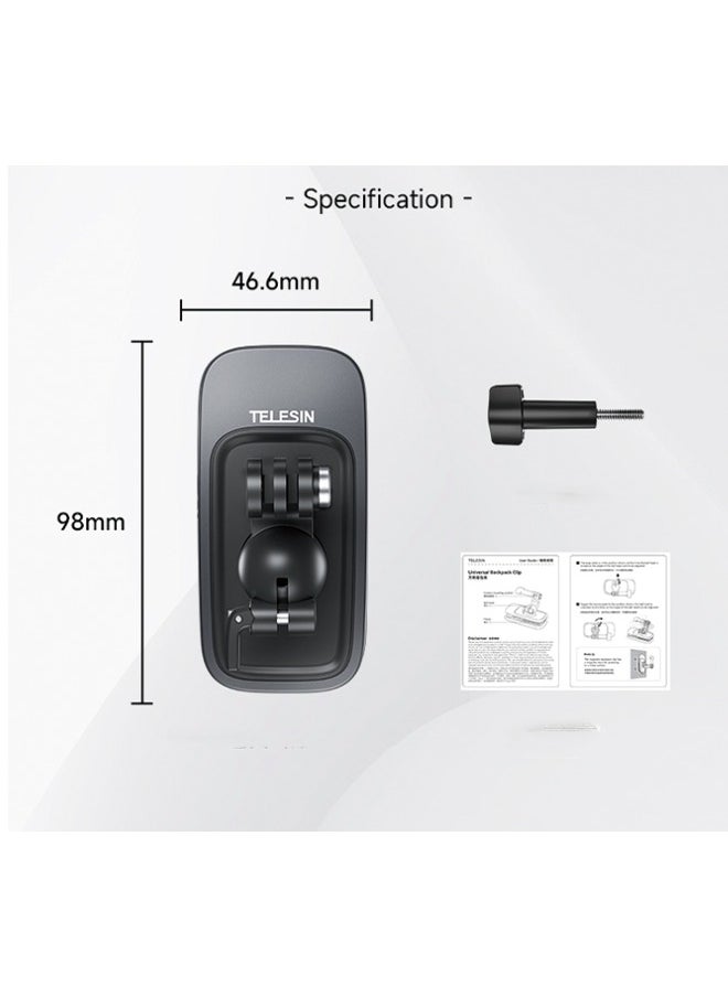 TELESIN - Backpack Strap Clamp Magnetic Swivel Clip for Cam 360°Rotating Adjustable Strap Mount Quick Clip Mount Compatible with GoPro11/10/9/8 - Image 1