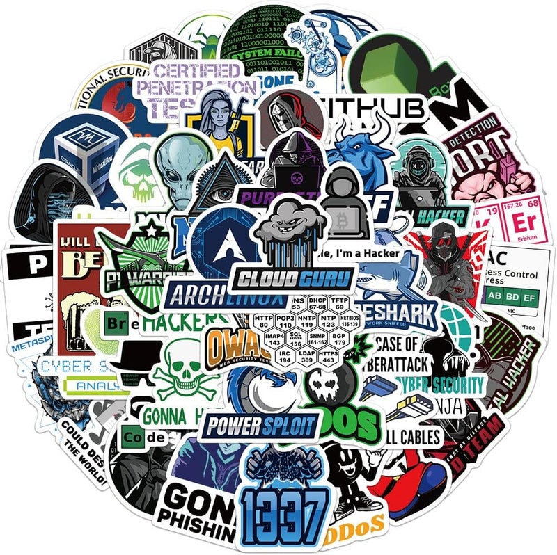 AUCEKO Pack of 50 Hacker Stickers Pack Hacker Sticker Set Waterproof Vinyl Stickers for Laptop Children Cars Motorcycle Bicycle Skateboard Luggage Suitcase Computer Sticker Graffiti Decal - Image 2