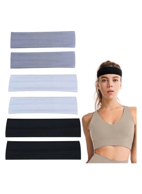 حزمة من 6 رياضة حزام الشعر ، حزام التعرق ، حزام الشعر ، حزام الشعر المضاد للانزلاق ، حزام الشعر الرياضي ، حزام التعرق ، مناسبة للركض ، اليوغا ، ركوب الدراجات ، واللياقة البدنية للرجال والنساء