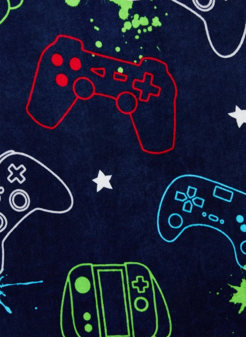 Matalan Kids Navy Gamer Beach Towel