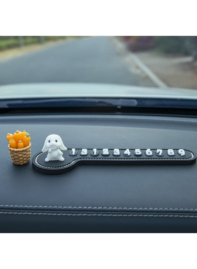Temporary Car Parking Number Plate, Phone Number Sticker For Moving Cars, Car-mounted Rabbit-shaped Moving Car Number Plate, Decorative Supplies, Luminous Creative Design