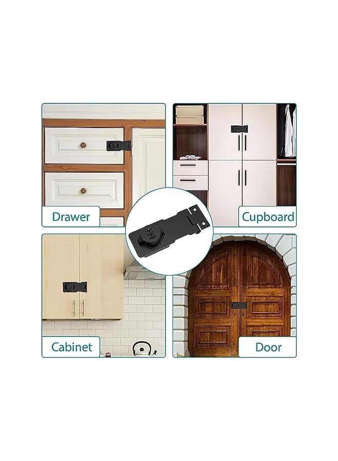 PROMASS Household Cabinet Password Hasp Locks, Cabinet Door Combination Lock for Small Doors, Cabinets, Barn Door, Outdoor, Garden, Office File Cabinet Door Lock (Black) - Image 3