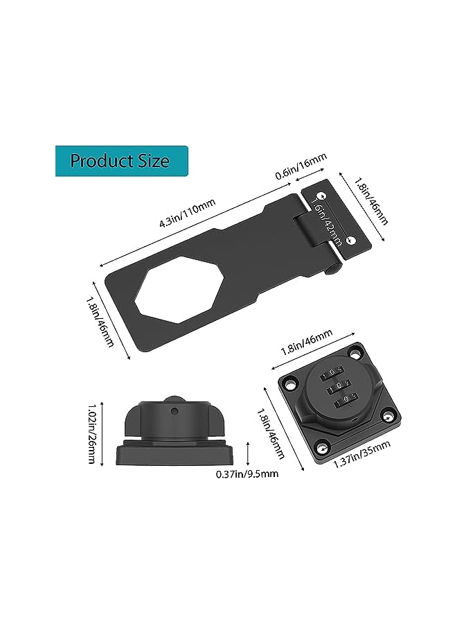 PROMASS Household Cabinet Password Hasp Locks, Cabinet Door Combination Lock for Small Doors, Cabinets, Barn Door, Outdoor, Garden, Office File Cabinet Door Lock (Black) - Image 4