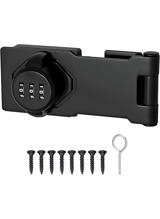 PROMASS Household Cabinet Password Hasp Locks, Cabinet Door Combination Lock for Small Doors, Cabinets, Barn Door, Outdoor, Garden, Office File Cabinet Door Lock (Black) - Image 1