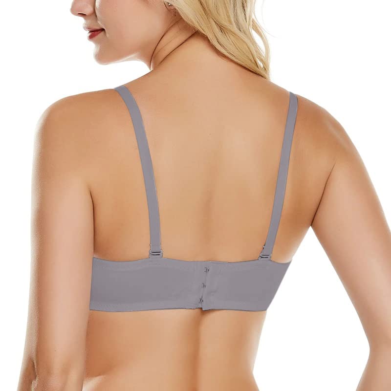 PLUMBURY Women's Synthetic Lightly Padded Wired Push-Up Multiway Bra, Grey, Size 36B - Image 2