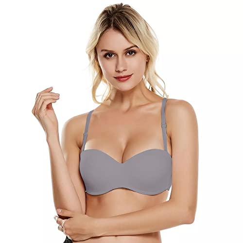PLUMBURY Women's Synthetic Lightly Padded Wired Push-Up Multiway Bra, Grey, Size 36B - Image 1