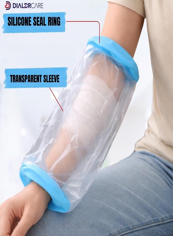 DIALDRCARE غطاء جبس بلاستيكي مقاوم للماء للبالغين من ديالدركير، ضمادات قابلة لإعادة الاستخدام، واقي جاف للاستحمام (واقي جبس الكوع، للكسور) - Image 3