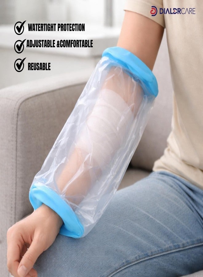 DIALDRCARE غطاء جبس بلاستيكي مقاوم للماء للبالغين من ديالدركير، ضمادات قابلة لإعادة الاستخدام، واقي جاف للاستحمام (واقي جبس الكوع، للكسور) - Image 5