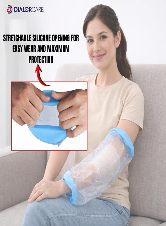 DIALDRCARE غطاء جبس بلاستيكي مقاوم للماء للبالغين من ديالدركير، ضمادات قابلة لإعادة الاستخدام، واقي جاف للاستحمام (واقي جبس الكوع، للكسور) - Image 4
