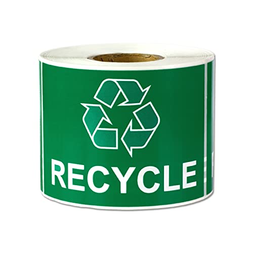 OfficeSmartLabels Recycling Labels with Recycle Symbol (3 x 2 inch, Green - 300 Labels) Recycle Stickers for Trash Cans, Containers or Walls - Image 1