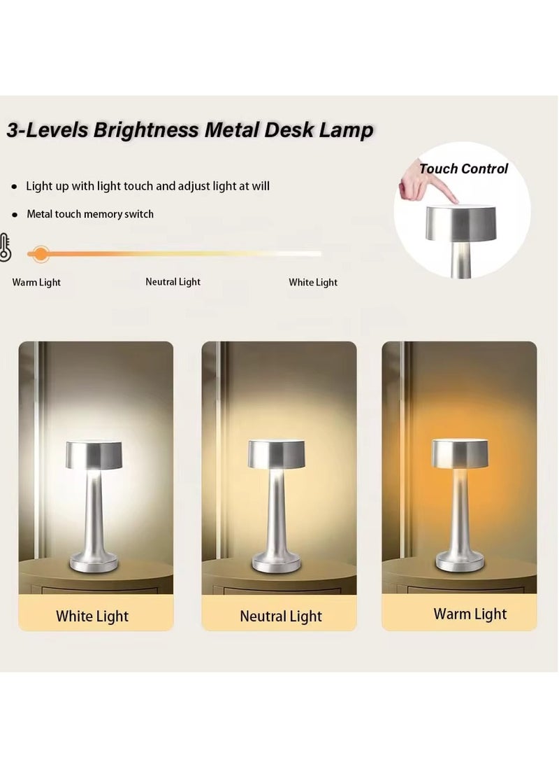 VIO - Portable Cordless LED Lamp Bedside Night Light with Touch Sensor 3 Color Changing Rechargeable Table Lamp Portable Desk Lamp for Kids Nursery Home Bedroom Nursery Restaurant Cafe Bar Gold - Image 1