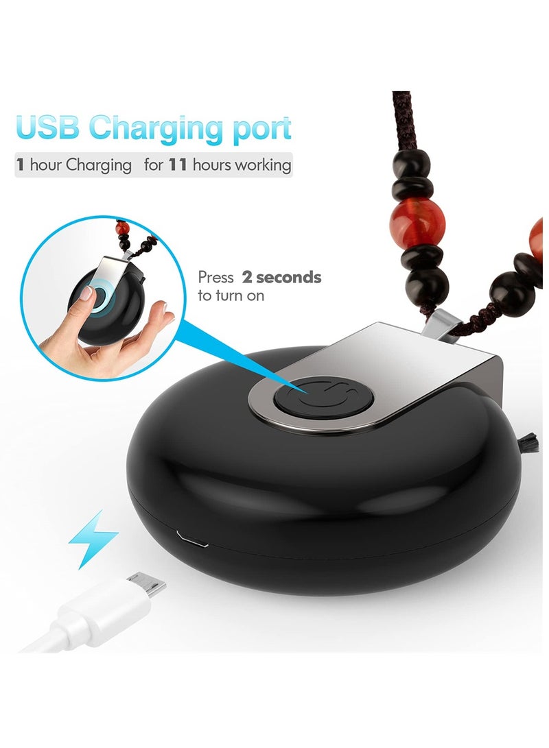Suntown منقي الهواء على شكل قلادة، منقي هواء شخصي، منقي هواء بحجم السفر قابل لإعادة الشحن عبر USB، منقي هواء محمول يمكن ارتداؤه في المنزل، للأطفال، للبالغين، للمكتب (أسود) - Image 2
