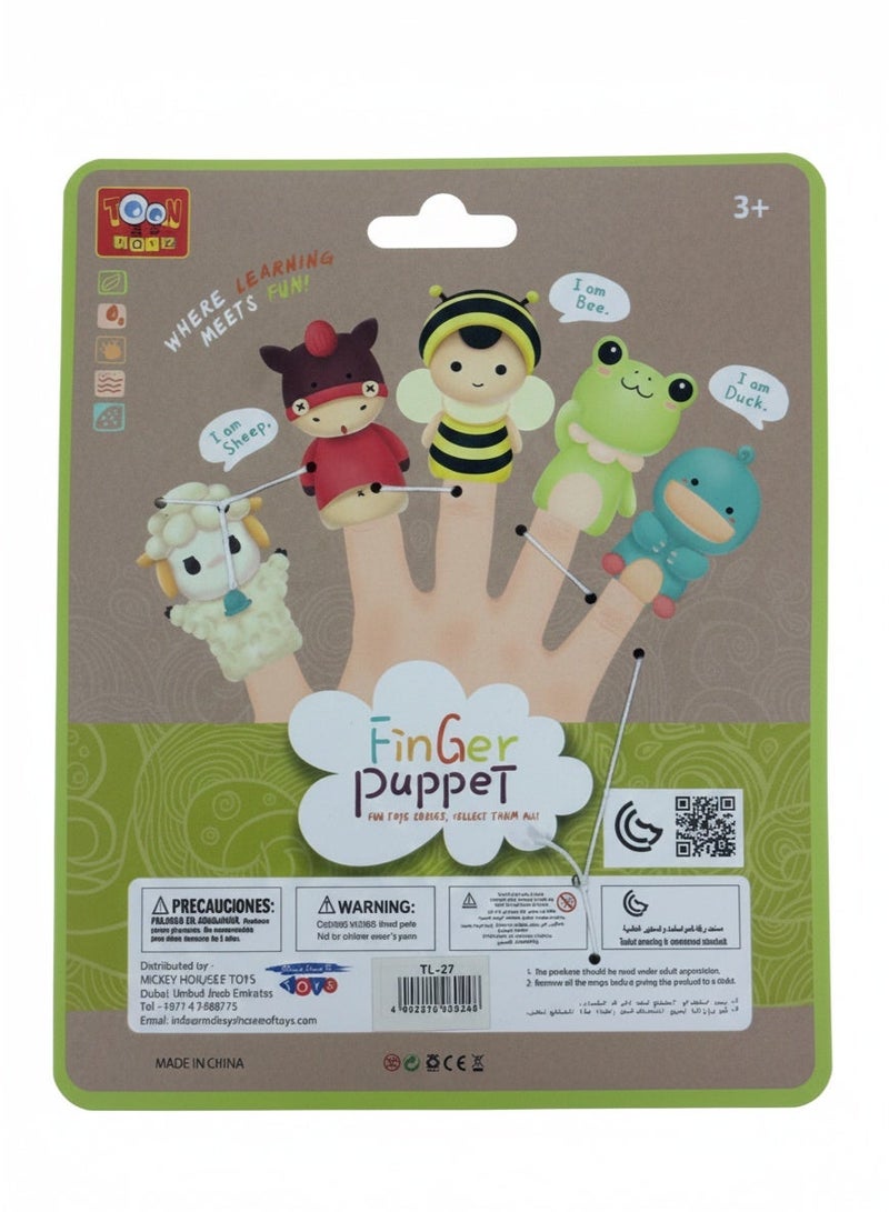TOON TOYZ oon Toyz 5-Piece Farm & Forest Animal Finger Puppets Set - Soft Rubber Storytelling Toys for Kids - Image 3