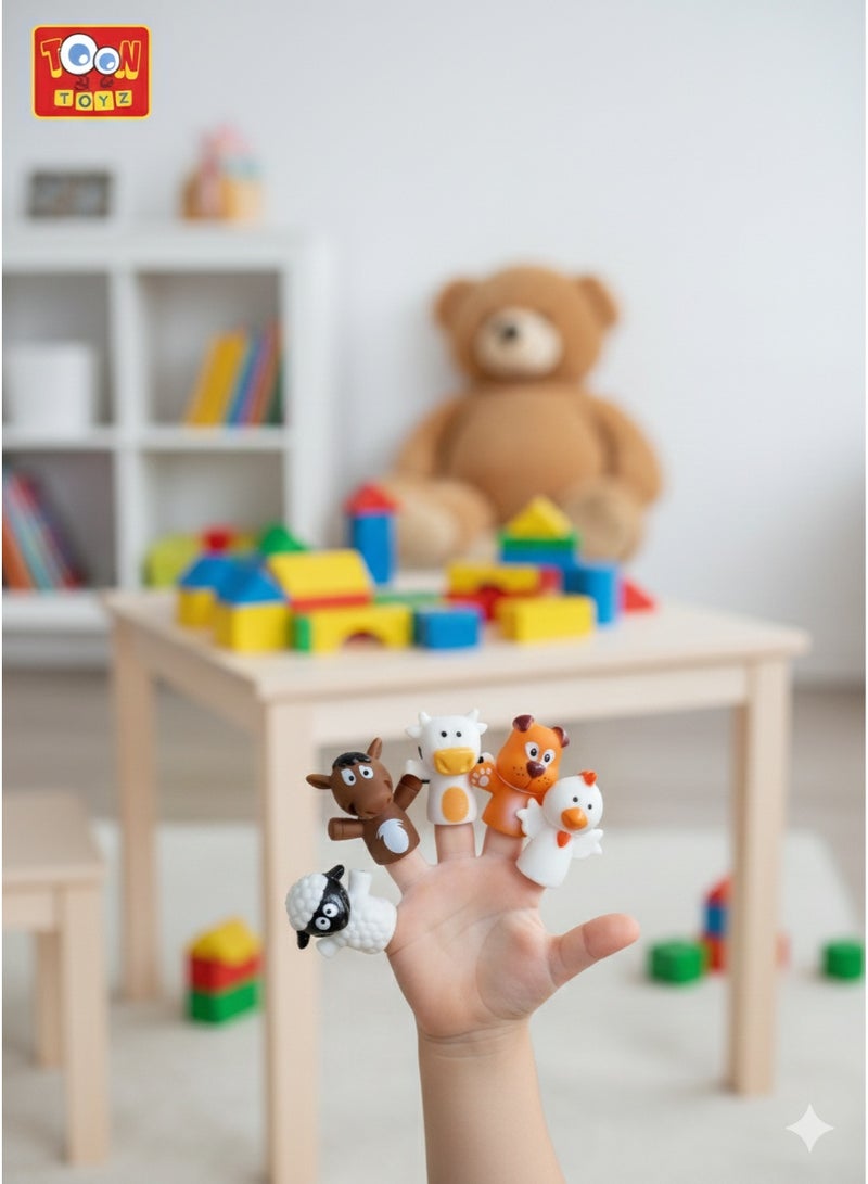 TOON TOYZ oon Toyz 5-Piece Farm & Forest Animal Finger Puppets Set - Soft Rubber Storytelling Toys for Kids - Image 4